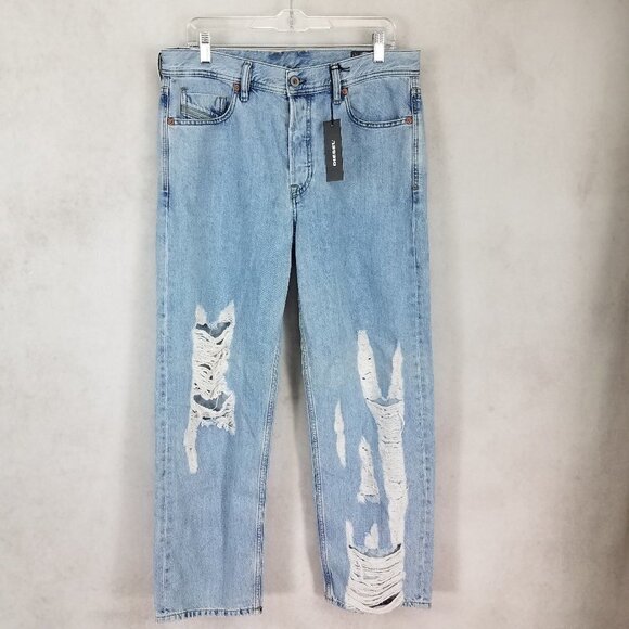 NEW Diesel Men's W31 x 32L Dagh Regular Straight Distressed Ripped Denim Jeans